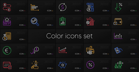 set of chart accounting and analytics line icons vector image