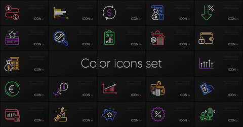 Set of chart accounting and analytics line icons vector