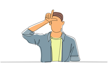 Single Continuous Line Drawing Sad Man Using Vector Image Single Continuous Line Drawing Sad Man Using Vector Image