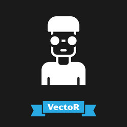 white nerd geek icon isolated on black background vector image