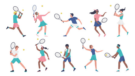 workout playing tennis set woman man in sportsman vector