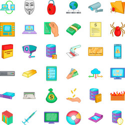 code reader icons set cartoon style vector image