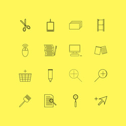 design elements linear icon set simple outline vector image