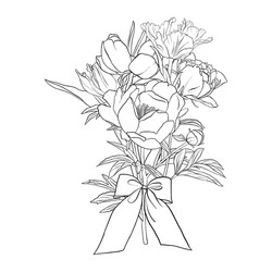 Hand drawn bunch with flowers Royalty Free Vector Image