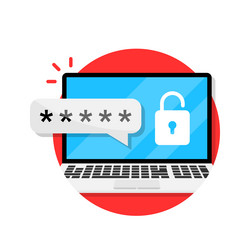 laptop with password notification icon in flat vector image