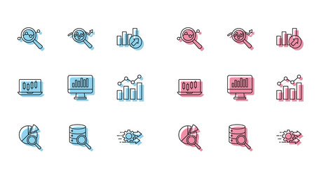 set line search data analysis server time vector image