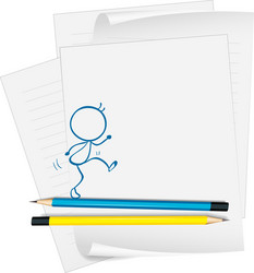 a paper with sketch of person walking vector