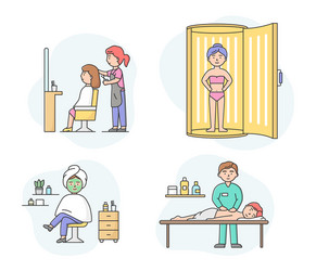 concept of health care and beauty set people vector