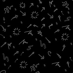 Seamless doodle ink pointer and arrow pattern vector