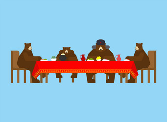 Russian family in home bear traditional Royalty Free Vector