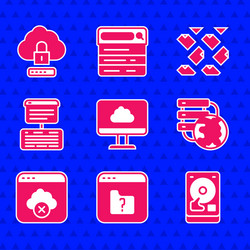set cloud technology data transfer file missing vector image