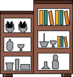 shelves unit with decorative objects vector