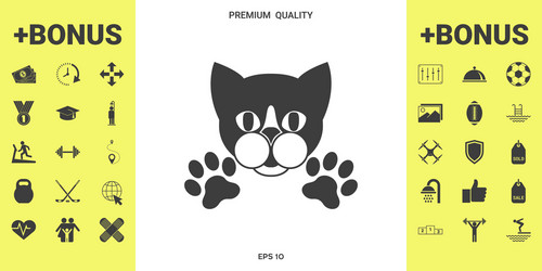 Cut cat with paws - logo symbol protect sign vector