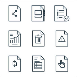 File and document outline line icons linear set vector