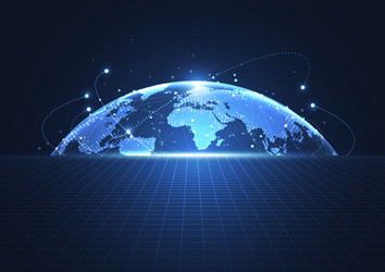 global network connection world map point vector image