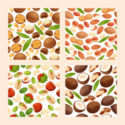 Nut seamless pattern nutshell of hazelnut vector