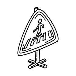 Pedestrian crossing icon doodle hand drawn vector