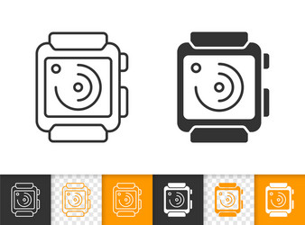 Smart watch simple black line icon vector