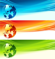 abstract waves with globe design eps 10 vector image