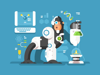 Robot Monkey Scientist Experiment vector image