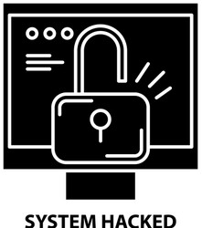 system hacked icon black sign Vector Image