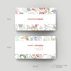 business card template with floral abstract vector