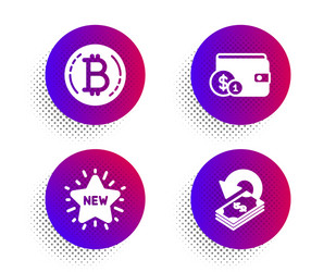 New star buying accessory and bitcoin icons set vector