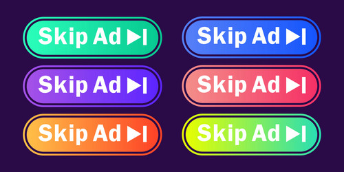 skip ad button video block icon for advertising vector