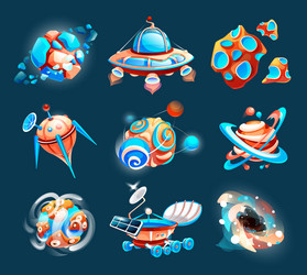 Space game elements outer objects symbols vector