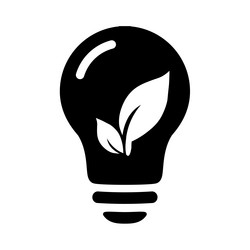 Black ecological energy icon plant in the bulb vector