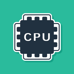 blue computer processor with microcircuits cpu vector