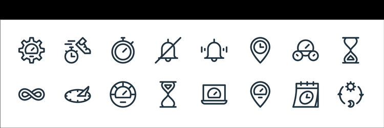 speedometer and time line icons linear set vector image