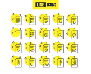 document management line icons set report vector image