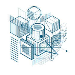 isometric abstract background with linear vector image