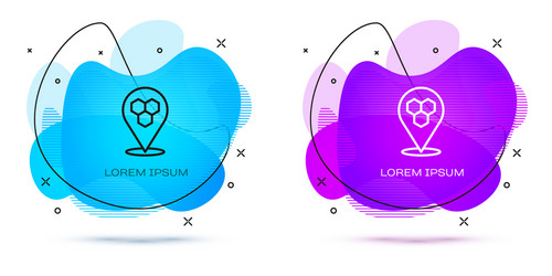 Line honeycomb bee location map pin pointer icon vector