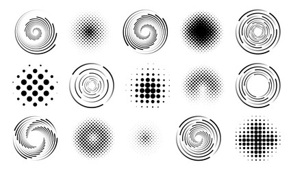 Abstract Circle Patterns - Spirals & Dots vector image