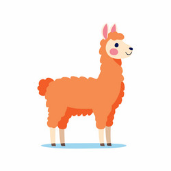 cheerful orange llama cartoon standing proudly Vector Image