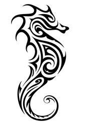 seahorse tattoo in tribal style Vector Image