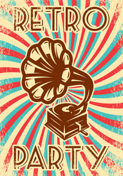 Vintage Gramophone Party Poster Vector Image
