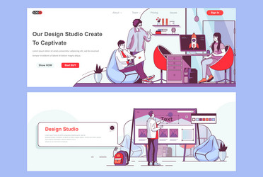 design studio landing pages set ui ux vector image
