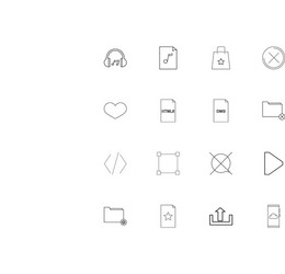 files and folders sign linear thin icons set vector image