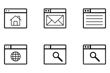 minimalistic web symbols internet search message vector image
