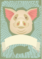 Pig head label Royalty Free Vector Image - VectorStock
