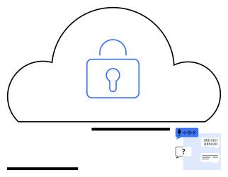 cloud security concept with lock voice input vector image