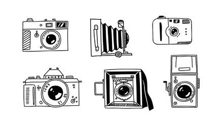 hand drawn camera photography retro dslr vector