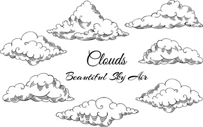 Background with clouds sketches vector