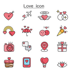 love color line icons vector