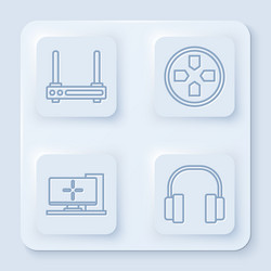 set line router and wi-fi signal gamepad vector image