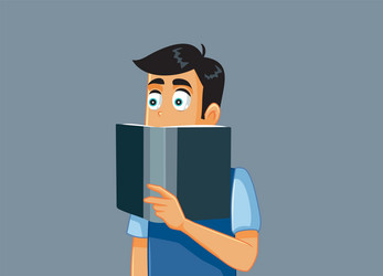 Young man reading book cartoon vector