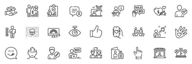 Icons pack as inspect social care and identity vector